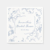 Bloemen Iets Blauw Bow Vrijgezellenfeest Servet (Voorkant)