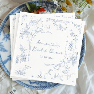 Bloemen Iets Blauw Bow Vrijgezellenfeest Servet