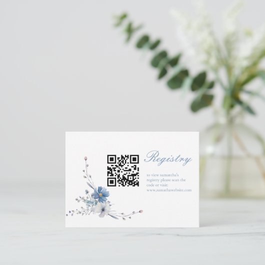 Bloemen Iets blauw voordat ik doe Bruids register Informatiekaartje (Staand voorkant)