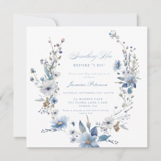 Bloemen Iets blauw voordat ik Vrijgezellenfeest do Kaart (Voorkant)