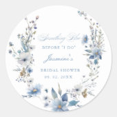 Bloemen Iets blauw voordat ik Vrijgezellenfeest do Ronde Sticker (Voorkant)
