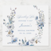 Bloemen Iets blauw voordat ik Vrijgezellenfeest do Sparkling Wijnetiket (Enkel label)