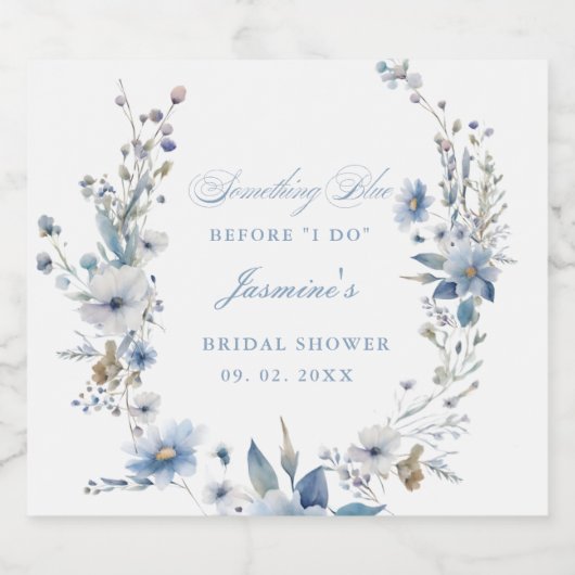 Bloemen Iets blauw voordat ik Vrijgezellenfeest do Sparkling Wijnetiket (Enkel label)