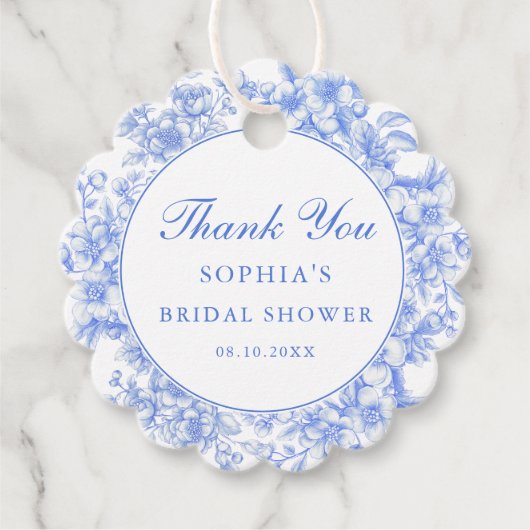 Bloemen Iets blauw Vrijgezellenfeest Dank u Bedankjes Labels (Voorkant)