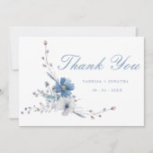 Bloemen Iets blauw Vrijgezellenfeest Dank u kaart (Voorkant)