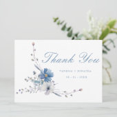 Bloemen Iets blauw Vrijgezellenfeest Dank u kaart (Staand voorkant)