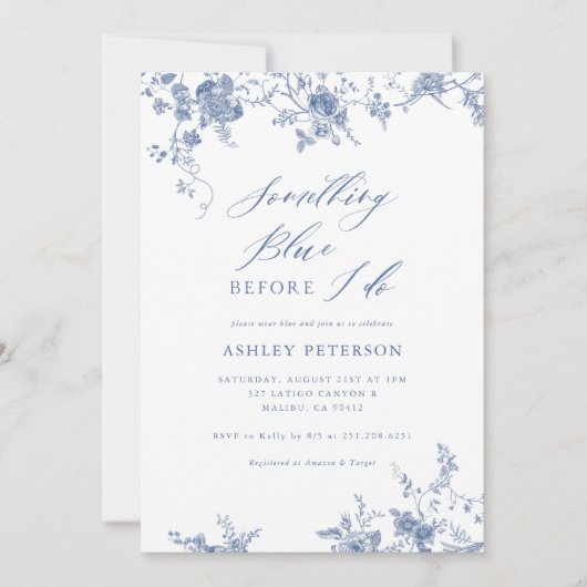  Bloemen Iets Blauw Vrijgezellenfeest Kaart (Voorkant)