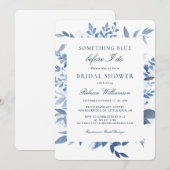 Bloemen Iets Blauw Waterverf Vrijgezellenfeest Kaart (Voorkant / Achterkant)