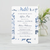 Bloemen Iets Blauw Waterverf Vrijgezellenfeest Kaart (Staand voorkant)