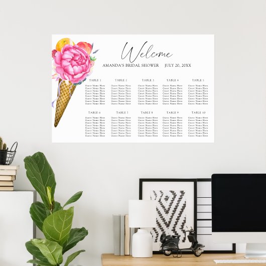 Bloemen ijs bruiloft zitgrafiek poster (Thuiskantoor)