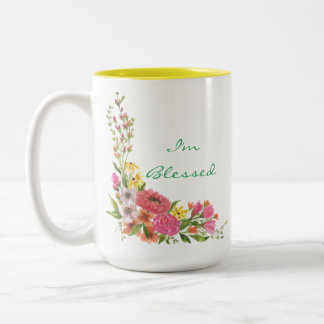 Bloemen "Ik ben gezegend" koffie mok
