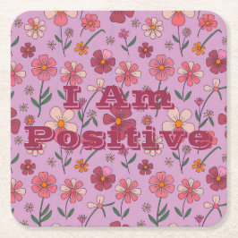 Bloemen Ik ben positief Onderzetter ingesteld