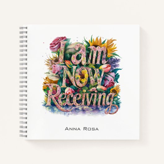 *~* Bloemen IK ONTVANG NU 20 AP85 Manifesting Notitieboek (Voorkant)