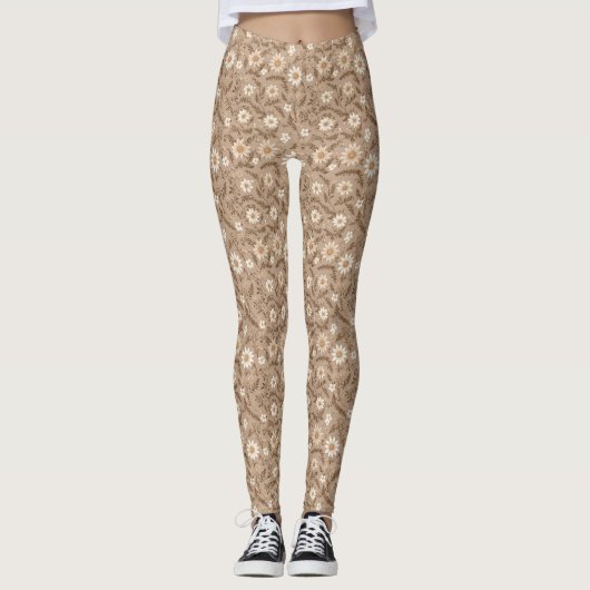 Bloemen in aardetinten leggings (Voorkant)
