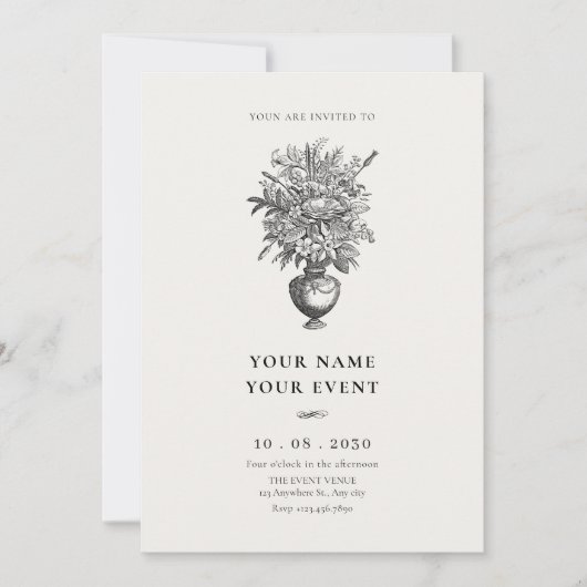  bloemen in antiek vaas kaart (Voorkant)