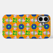 Bloemen in Artdeco Retro Stijl groen blauw geel Case-Mate iPhone Case (Achterkant (horizontaal))
