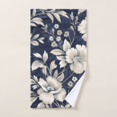 Bloemen in blauw bad handdoek (Handdoek)