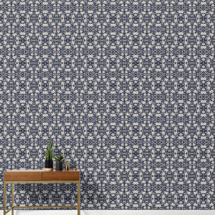Bloemen in blauw behang