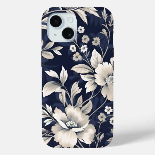 Bloemen in blauw Case-Mate iPhone case (Achterkant)