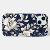 Bloemen in blauw Case-Mate iPhone case (Achterkant (horizontaal))