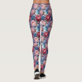 Bloemen in blauw en roze leggings (Achterkant)