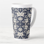 Bloemen in blauw latte mok (Rechterhoek)