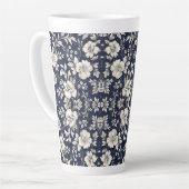 Bloemen in blauw latte mok (Linkerhoek)