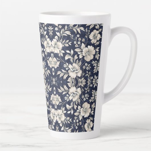 Bloemen in blauw latte mok (Rechts)