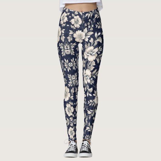 Bloemen in blauw leggings (Voorkant)