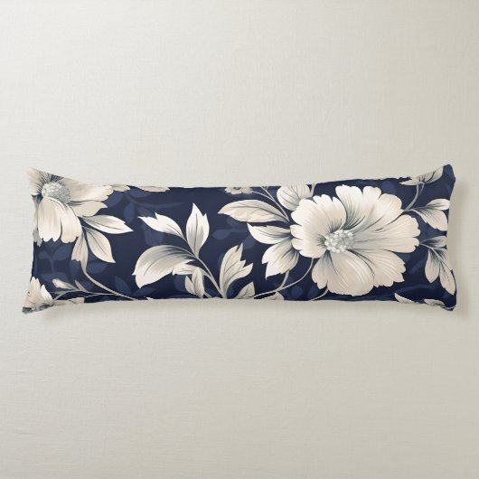Bloemen in blauw lichaamskussen (Voorkant)