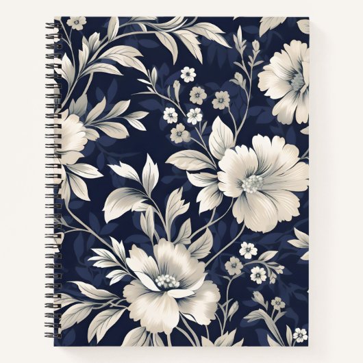 Bloemen in blauw notitieboek (Voorkant)