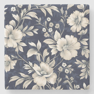 Bloemen in blauw stenen onderzetter