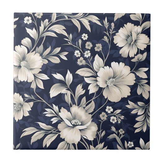 Bloemen in blauw tegeltje (Voorkant)