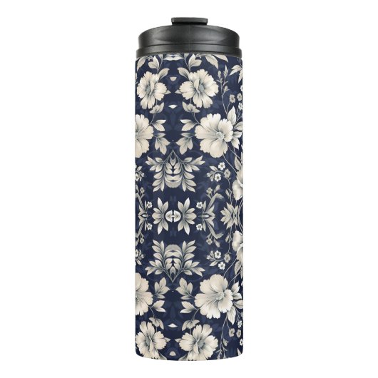 Bloemen in blauw thermosbeker (Voorkant)