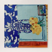 Bloemen in blauwe vaas legpuzzel (Horizontaal)