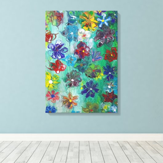 Bloemen in bloei" canvas afdruk (Insitu (Houten vloer))