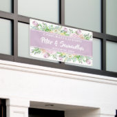 Bloemen in bloei, Paarse, gefeliciteerd bruiloft Spandoek (Buitenkant Gebouw)