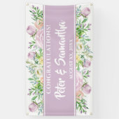 Bloemen in bloei, Paarse, gefeliciteerd bruiloft Spandoek (Verticaal)