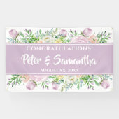 Bloemen in bloei, Paarse, gefeliciteerd bruiloft Spandoek (Horizontaal)