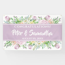 Bloemen in bloei, Paarse, gefeliciteerd bruiloft Spandoek