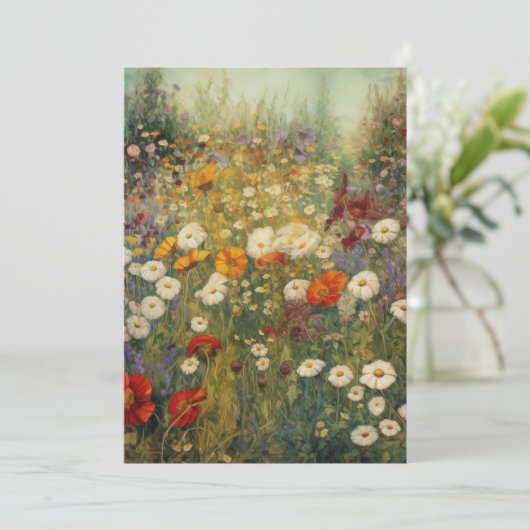 Bloemen in bloei save the date (Staand voorkant)