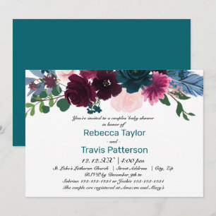 Bloemen in bloei Turquoise - Couples Baby Shower Kaart