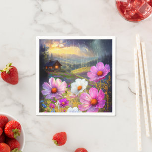 Bloemen in blok: een artistiek display servet