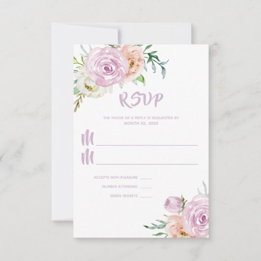 Bloemen in Bloom, Zachte Floral RSVP Kaartje (Voorkant)
