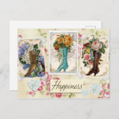  bloemen in Boots Briefkaart (Voorkant / Achterkant)