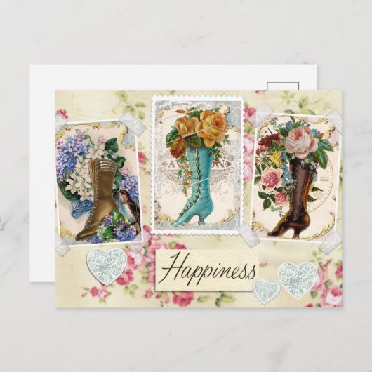  bloemen in Boots Briefkaart (Voorkant / Achterkant)