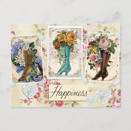  bloemen in Boots Briefkaart (Voorkant)