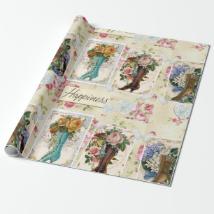 bloemen in Boots Cadeaupapier