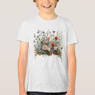 Bloemen in botanische tuin met wilde bloemenweide Tri-Blend shirt