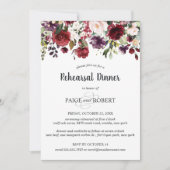 Bloemen in Bourgogne, Plum, Roze repetitie Diner Kaart (Voorkant)